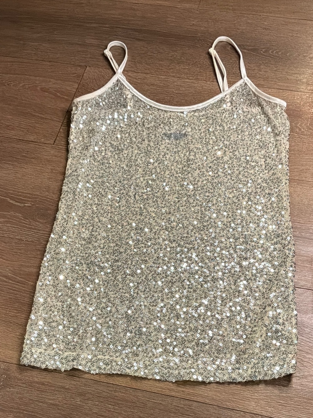 anchor blue Sequin Spaghetti Strap Camisole - silver